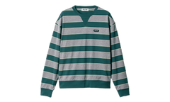 Women's Striped Jersey Sweatshirt WMNS "Bottle Green / Gray" MJLA39 19DD F0E5Q