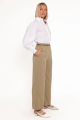 Ceres Belted Wide Leg Pant - Olive