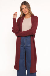 Jasmia Long Cardigan - Wine