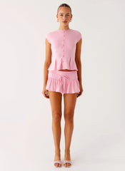 Landon Button Up Top - Pink