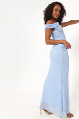 Faeriel Lace Knit Maxi Skirt - Blue