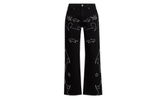 Jonas Western Wide-Leg Jeans "Black / White" MF24D842 B1327BKWTW