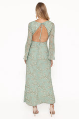 Yolanda Long Sleeve Maxi Dress - Sage Green Floral