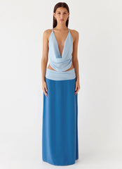 Sweet Charm Cowl Neck Top - Baby Blue