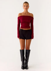 Reva Long Sleeve Top - Maroon