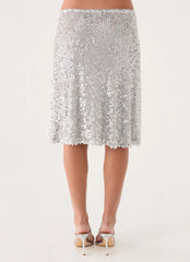 Evodia Sequin Midi Skirt - Silver