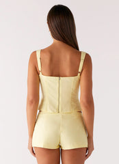 Coastline Cotton Micro Mini Shorts - Yellow