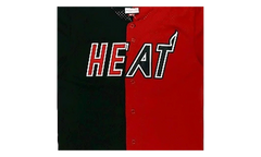 NBA Split Color Mesh Button Front Shirt "Miami Heat - Black" BA88XN MHE K HF1