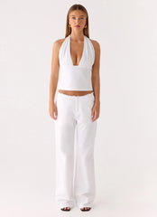 Josephina Linen Pant - White
