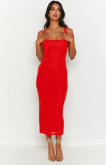 Amber Red Corset Formal Maxi Dress