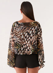 Isolde Top - Leopard Hibiscus