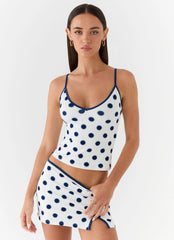 Elliot Top - Porcelain Blue Polka Dot