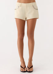 Emenique Button Shorts - Ivory