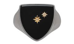 Star Detailed Signet Ring "Silver/ Gold" SM1UQ0106P6478964