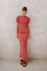 Zoella Maxi Skirt - Red Floral
