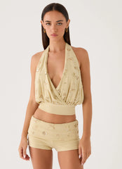 Vivienne Mini Shorts - Pale Olive