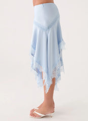 Suay Asymmetrical Midi Skirt - Blue