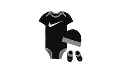 Baby Bodysuit, Hat and Booties 3-PC Box Set "Black / Grey" MN0072 023