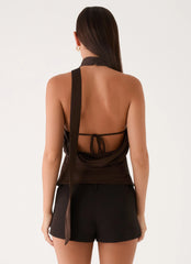 Keena Scarf Top - Chocolate
