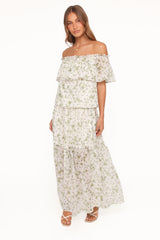 Vanessa Maxi Skirt Set - Green Leaf