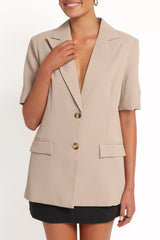 Nora Short Sleeve Blazer - Beige