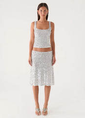 Evodia Sequin Midi Skirt - Silver