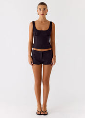 Coastline Cotton Micro Mini Shorts - Black