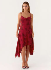 Jasiel Midi Dress - Cherry Rose