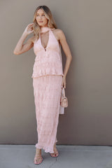 Zafira Textured Halter Top - Pink