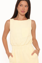 Brenna Cotton Jumpsuit - Baby Yellow