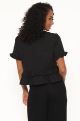 Sorcha Peplum Top - Black
