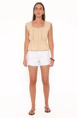 Luke Button Top - Khaki
