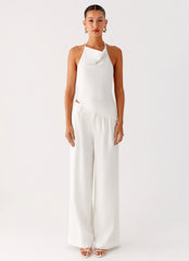 Delong Backless Linen Top - White