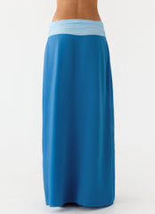 Blushing Bloom Maxi Skirt - Baby Blue