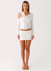 Cloud Kiss Asymmetric Long Sleeve Top - Cream
