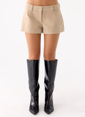 Jeremy Faux Suede Shorts - Cream
