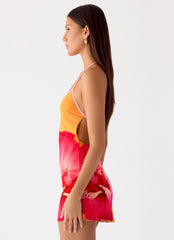 Yura Mini Dress - Orange Floral Spritz