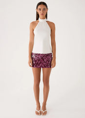 Malayah Sequin Mini Skort - Plum