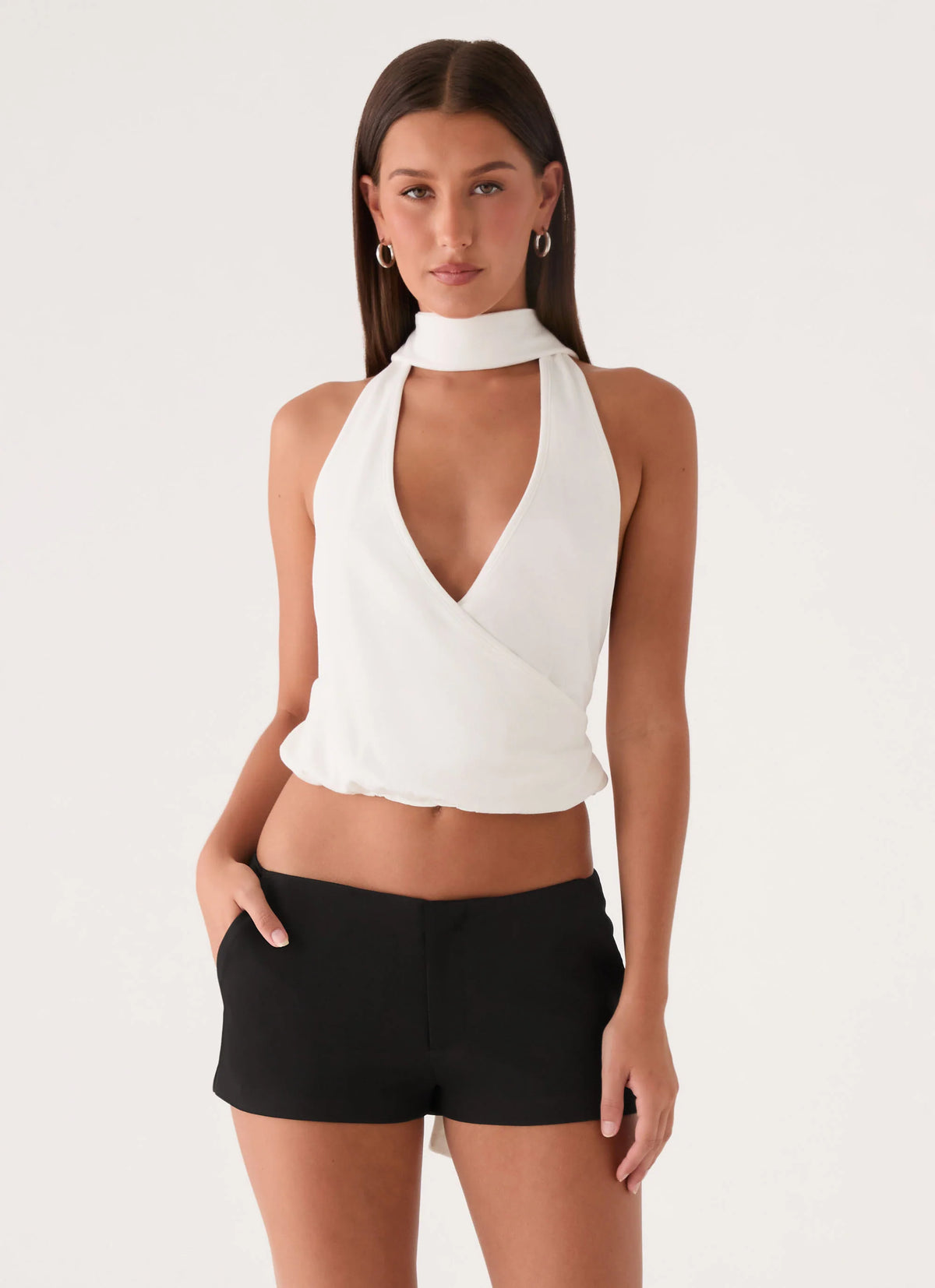 Lynna Scarf Top - White