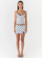 Elliot Top - Porcelain Blue Polka Dot