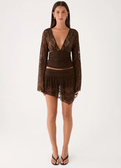 Avelora Lace Mini Skort - Chocolate