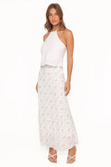 Steele Bias Maxi Skirt - White Vintage Floral