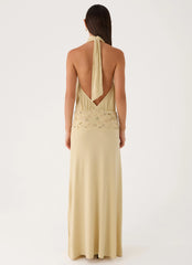 Donyale Halter Maxi Dress - Pale Olive
