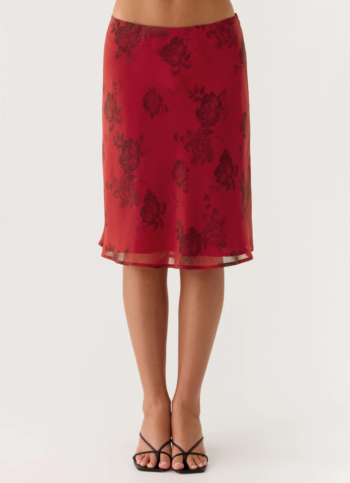 Karleigh Midi Skirt - Cherry Rose
