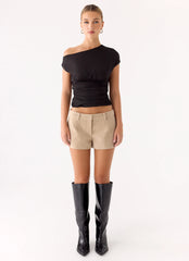 Jeremy Faux Suede Shorts - Cream