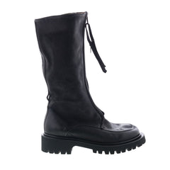 Tayton Womens Black Leather Zipper Knee High Boots